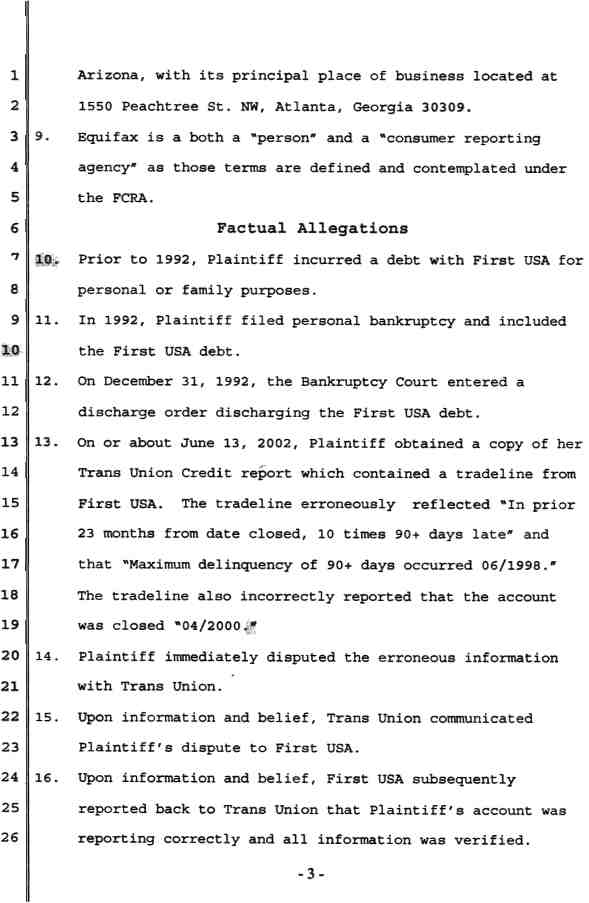 Chase v. First USA, TU, Equifax Complaint p. 3 - Scan 42 kb 
